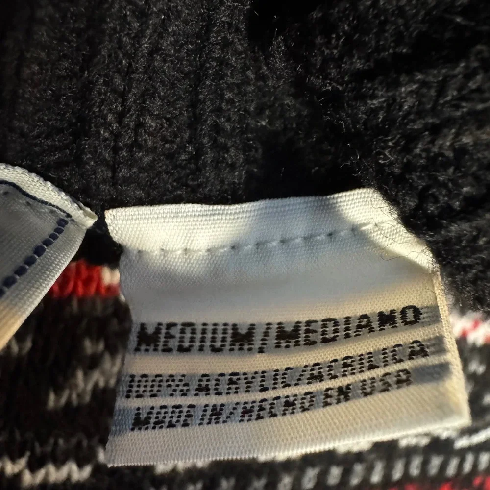 Vtg Basic‎ Editions Turtle Neck Fair Isle Sweater Black Red White Women's Medium - Picture 3 of 6